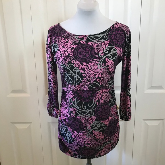 Nixilu Majamas Nursing Maternity Top Floral Purple - Picture 1 of 6